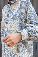 Tesettür giyim MAVİ ETNİK DESENLİ TUNİK 8558 