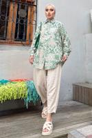 Tesettür giyim YEŞİL ETNİK DESENLİ TUNİK 8558 