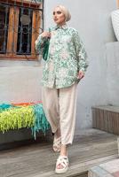 Tesettür giyim YEŞİL ETNİK DESENLİ TUNİK 8558 