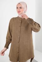 Vêtements hijab BRUN TUNIQUE CHEMISE POIGNETS ELASTIQUE T 20087