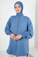 Vêtements hijab BLEU MARINE TUNIQUE CHEMISE POIGNETS ELASTIQUE T 20087