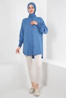 Vêtements hijab BLEU MARINE TUNIQUE CHEMISE POIGNETS ELASTIQUE T 20087