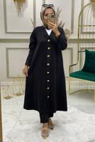 Tesettür giyim SİYAH DÜĞMELİ TRİKO HIRKA 4975 