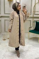 Tesettür giyim BEJ DÜĞMELİ TRİKO HIRKA 4975 