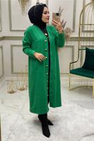 Tesettür giyim YEŞİL DÜĞMELİ TRİKO HIRKA 4975 