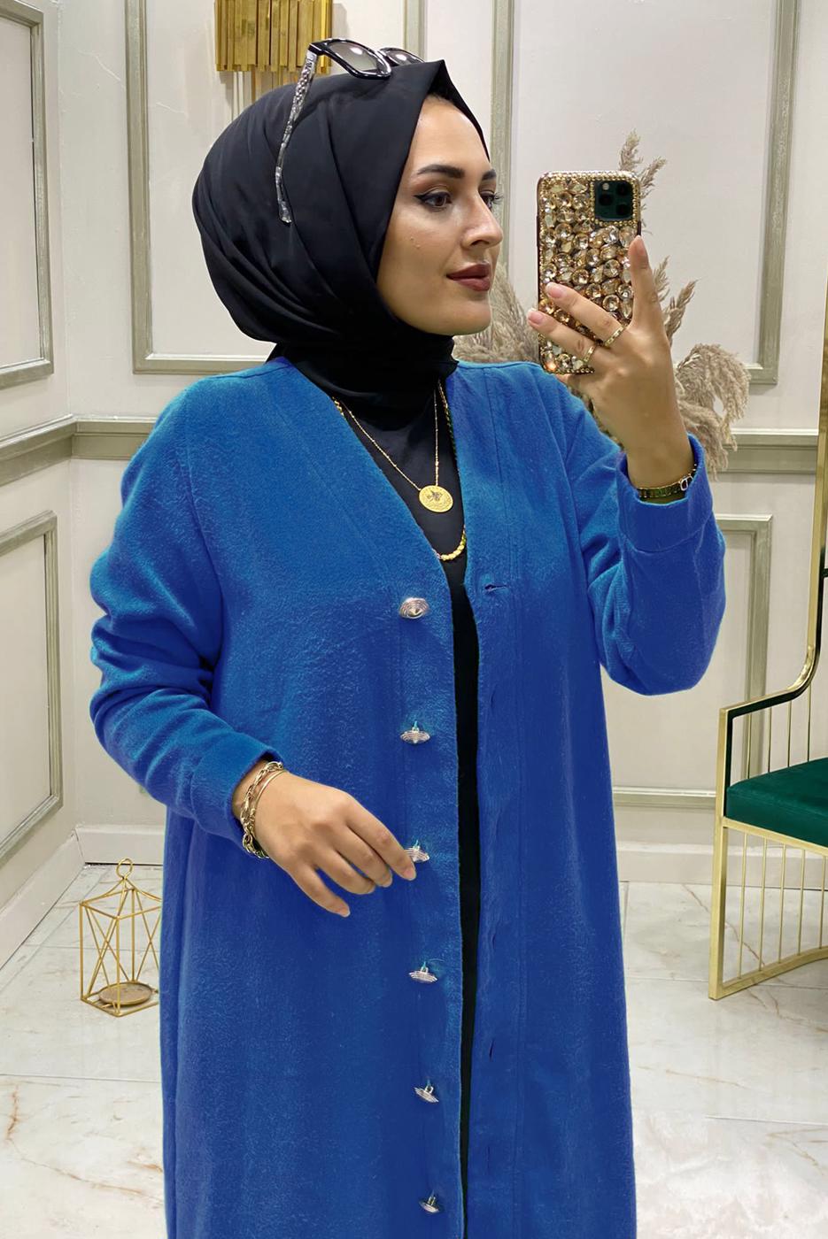 Tesettür giyim LACİVERT DÜĞMELİ TRİKO HIRKA 4975 