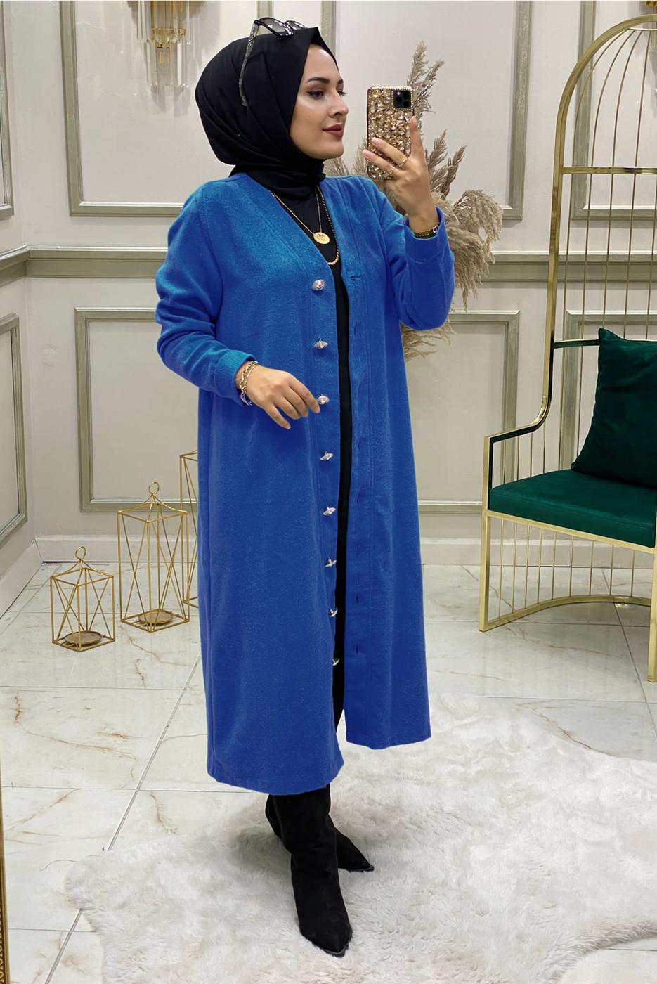 Tesettür giyim LACİVERT DÜĞMELİ TRİKO HIRKA 4975 