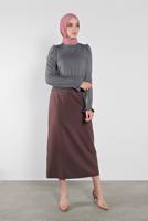 Tesettür giyim GRİ ALVİNA BEL KISMI LASTİKLİ BLUZ 41209	