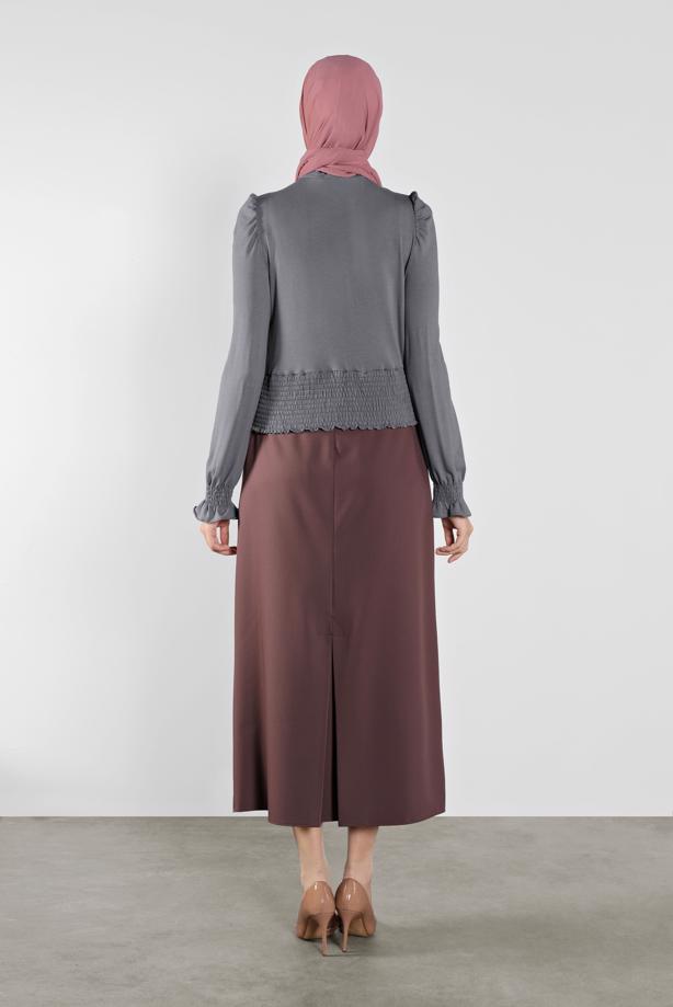 Hijab clothing GREY ALVİNA ELASTIC WAIST BLOUSE 41209  - TRENDTESETTÜR