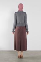 Tesettür giyim GRİ ALVİNA BEL KISMI LASTİKLİ BLUZ 41209	