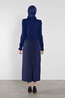Tesettür giyim LACİVERT ALVİNA BEL KISMI LASTİKLİ BLUZ 41209	