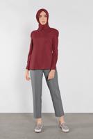Tesettür giyim BORDO ALVİNA GİGOT KOL GÖMLEK YAKA BLUZ 41222	