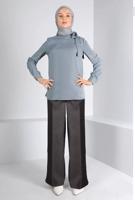 Tesettür giyim GRİ ALVİNA KREP BLUZ T 43381