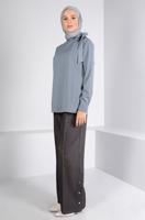 Tesettür giyim GRİ ALVİNA KREP BLUZ T 43381