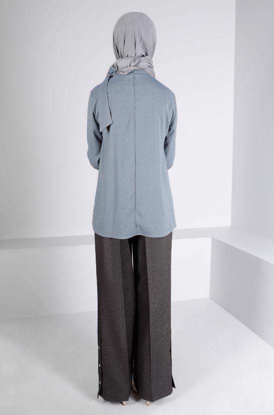 Hijab clothing GREY ALVINA CREPE BLOUSE T 43381 - TRENDTESETTÜR
