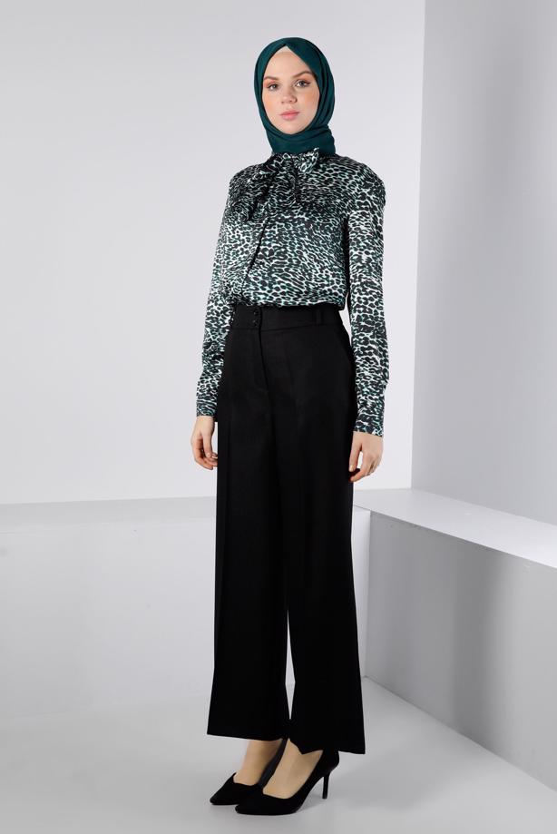 Hijab clothing GREEN ALVINA SATIN BLOUSE T 43410 - TRENDTESETTÜR