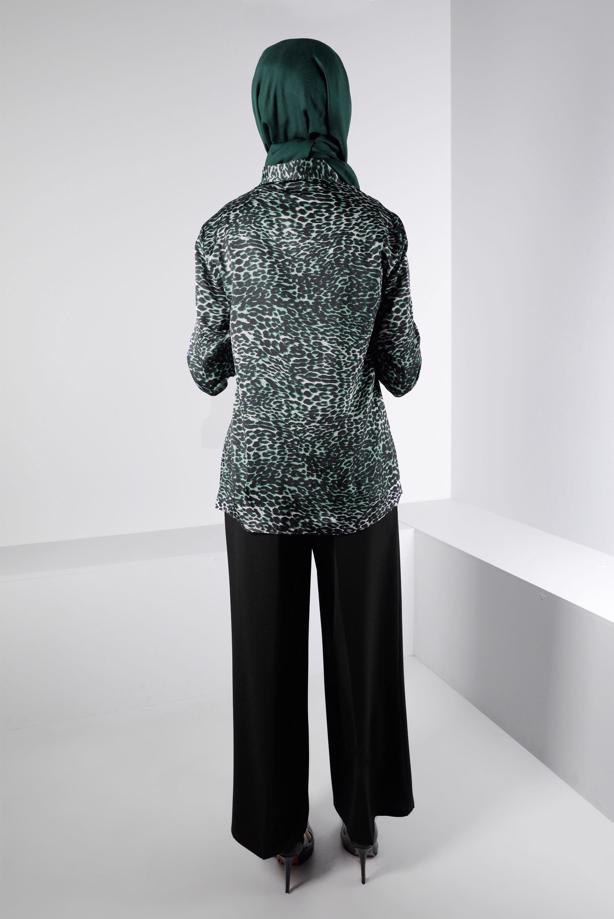 Hijab clothing GREEN ALVINA SATIN BLOUSE T 43410 - TRENDTESETTÜR