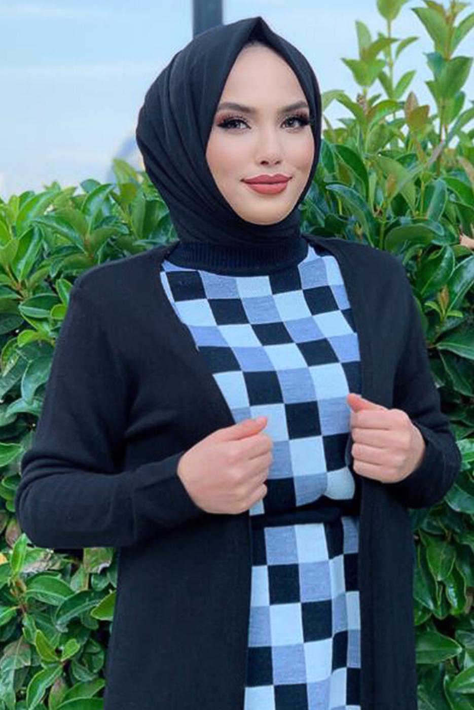 Tesettür giyim SİYAH UZUN TRİKO HIRKA 02271 