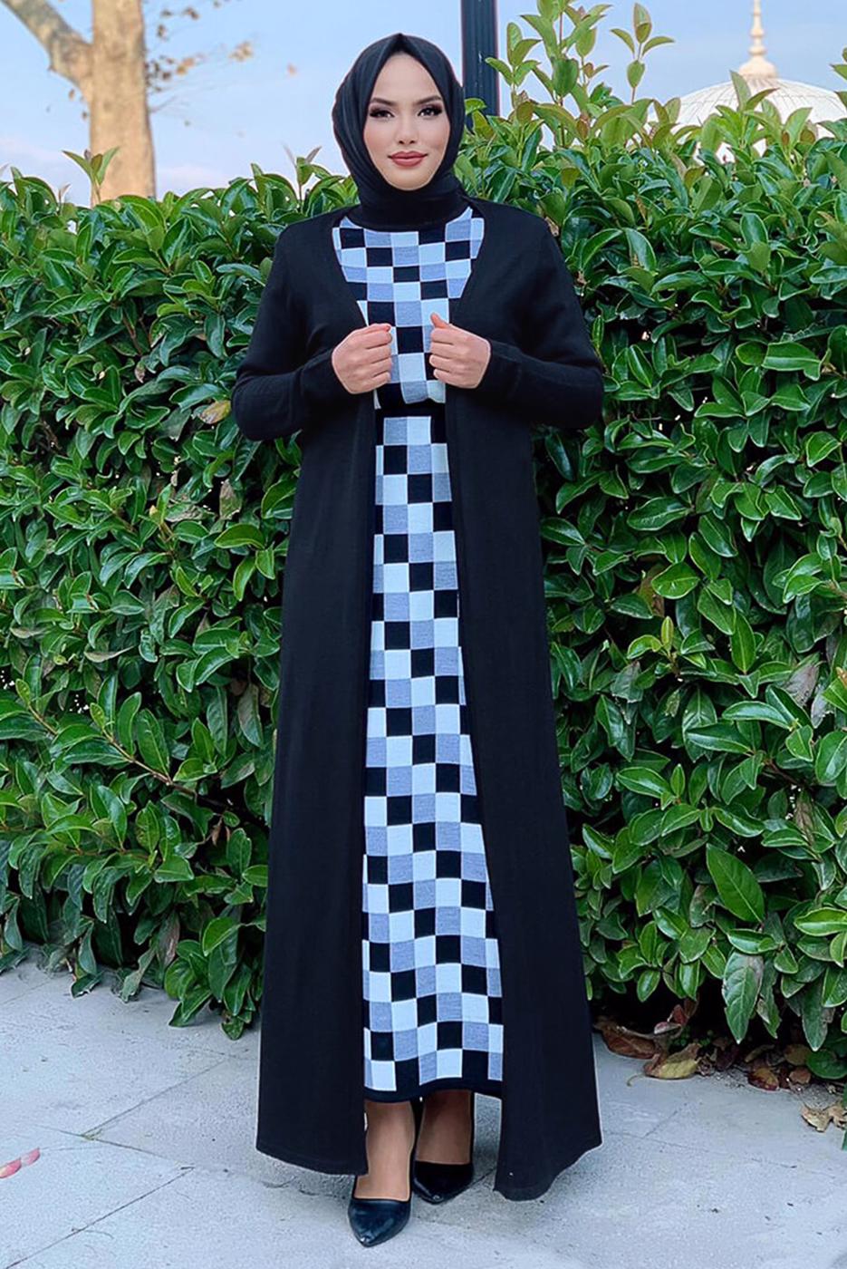 Tesettür giyim SİYAH UZUN TRİKO HIRKA 02271 