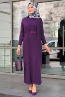 Tesettür giyim MOR UZUN TRİKO HIRKA 02271 