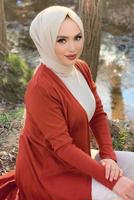 Tesettür giyim KAHVE UZUN TRİKO HIRKA 02271 