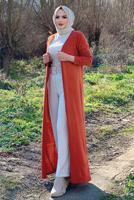 Tesettür giyim KAHVE UZUN TRİKO HIRKA 02271 