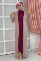 Tesettür giyim VİZON UZUN TRİKO HIRKA 02271 