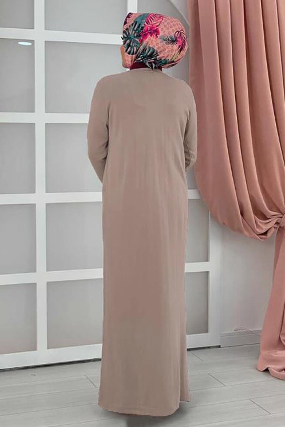 Tesettür giyim VİZON UZUN TRİKO HIRKA 02271 