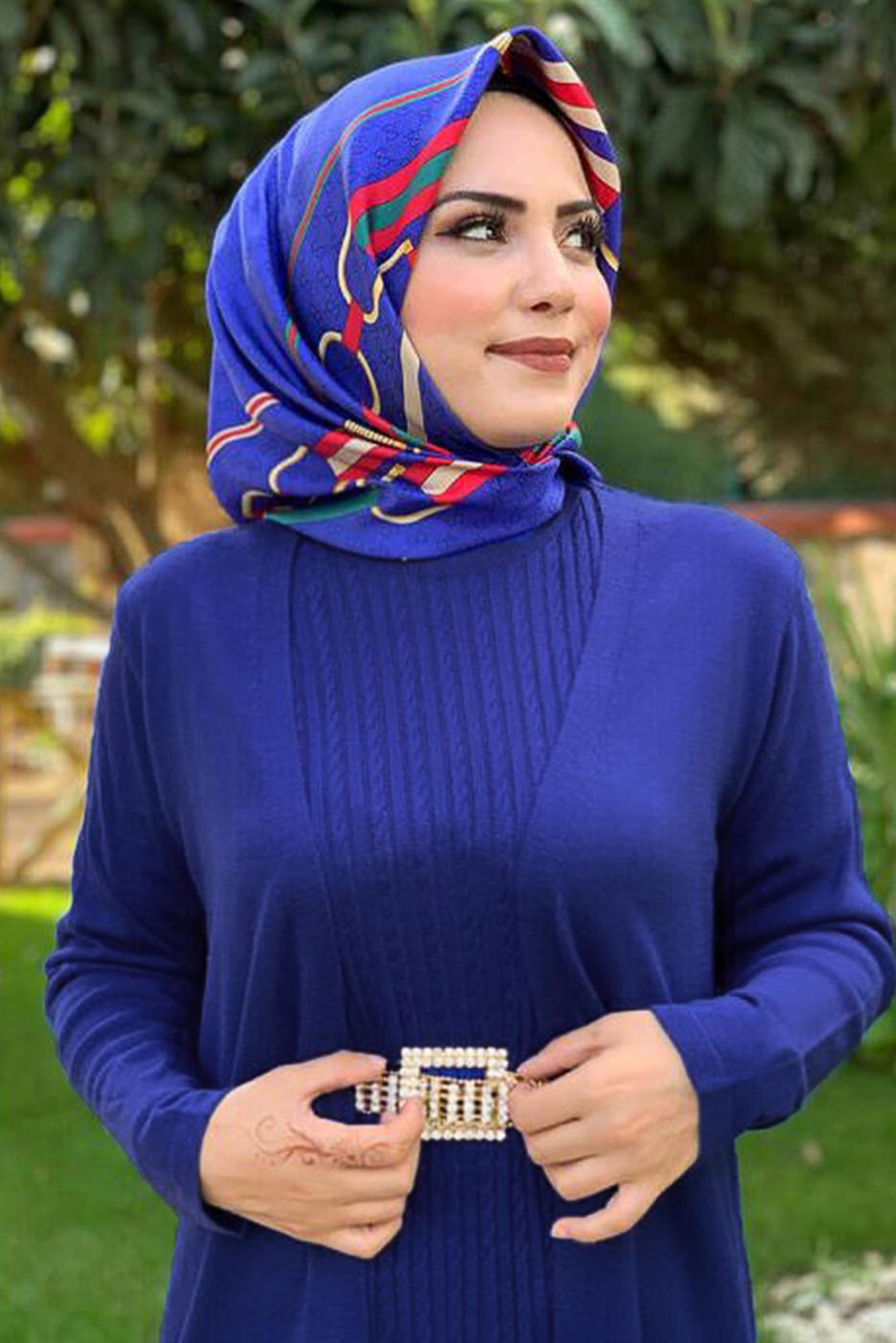 Tesettür giyim LACİVERT UZUN TRİKO HIRKA 02271 