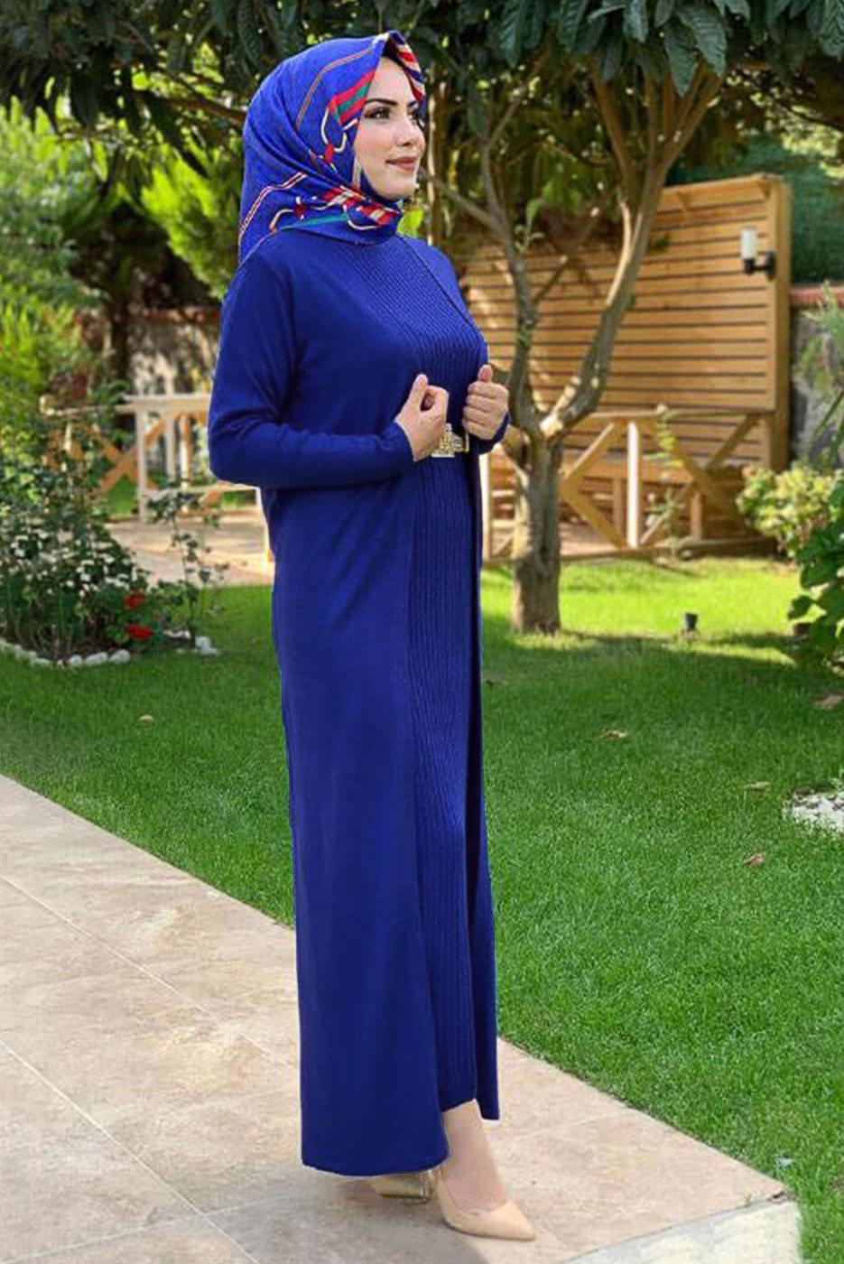 Tesettür giyim LACİVERT UZUN TRİKO HIRKA 02271 