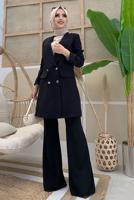 Vêtements hijab NOIR VESTE REMBOURRÉE À BOUTONS T 0667