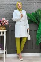 Tesettür giyim EKRU VATKALI DÜĞMELİ CEKET T 0667