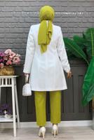 Tesettür giyim EKRU VATKALI DÜĞMELİ CEKET T 0667