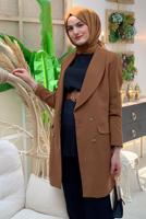 Vêtements hijab BRUN VESTE REMBOURRÉE À BOUTONS T 0667