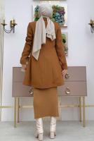 Tesettür giyim TABA VATKALI DÜĞMELİ CEKET T 0667