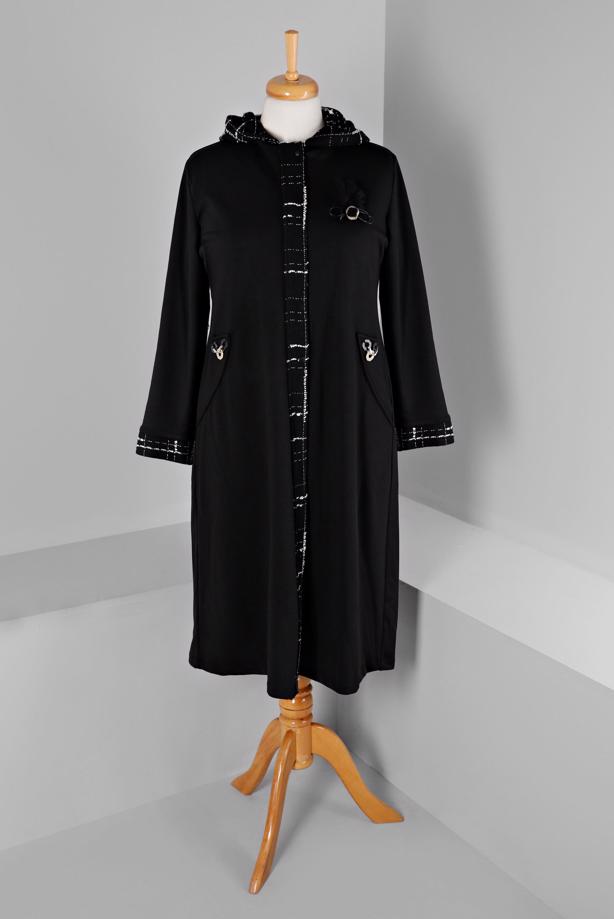 Hijab clothing BLACK ALVINA HOODED JACKET T 20326 - TRENDTESETTÜR