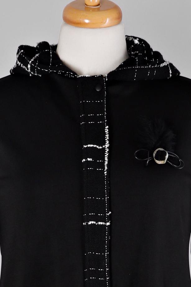 Hijab clothing BLACK ALVINA HOODED JACKET T 20326 - TRENDTESETTÜR