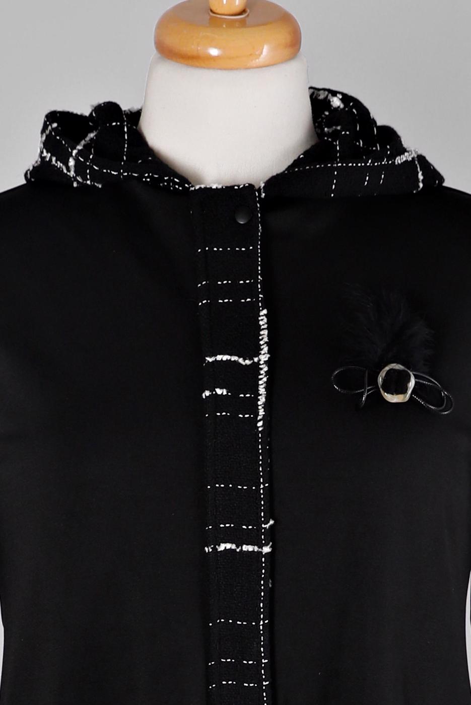 Tesettür giyim SİYAH ALVİNA KAPÜŞONLU GİY ÇIK T 20326