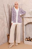Tesettür giyim MOR ZEBRA DESENLİ TRİKO HIRKA 3892	