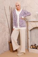 Tesettür giyim MOR ZEBRA DESENLİ TRİKO HIRKA 3892	