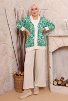 Tesettür giyim YEŞİL ZEBRA DESENLİ TRİKO HIRKA 3892	