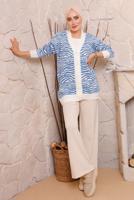 Tesettür giyim LACİVERT ZEBRA DESENLİ TRİKO HIRKA 3892	