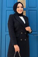 Tesettür giyim SİYAH DÜĞMELİ KAŞE CEKET 4077