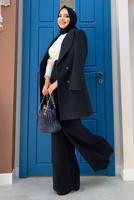 Tesettür giyim SİYAH DÜĞMELİ KAŞE CEKET 4077