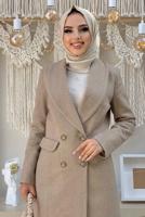 Tesettür giyim VİZON DÜĞMELİ KAŞE CEKET 4077