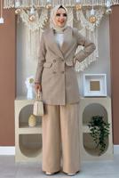 Tesettür giyim VİZON DÜĞMELİ KAŞE CEKET 4077