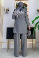 Tesettür giyim GRİ DÜĞMELİ KAŞE CEKET 4077