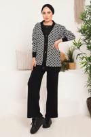 Tesettür giyim SİYAH BAKLAVA DESENLİ TRİKO HIRKA 4792 