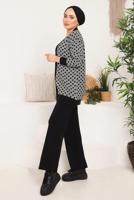 Tesettür giyim SİYAH BAKLAVA DESENLİ TRİKO HIRKA 4792 