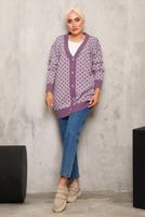 Tesettür giyim MOR BAKLAVA DESENLİ TRİKO HIRKA 4792 